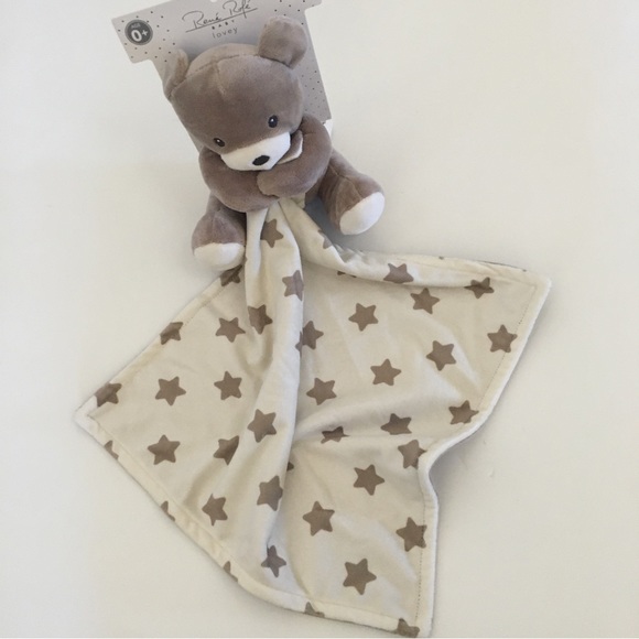 NEW Lovey Security Blanket Soft Baby Toy Little Brown Bear Baby Gift | Rene Rofe - Picture 7 of 7